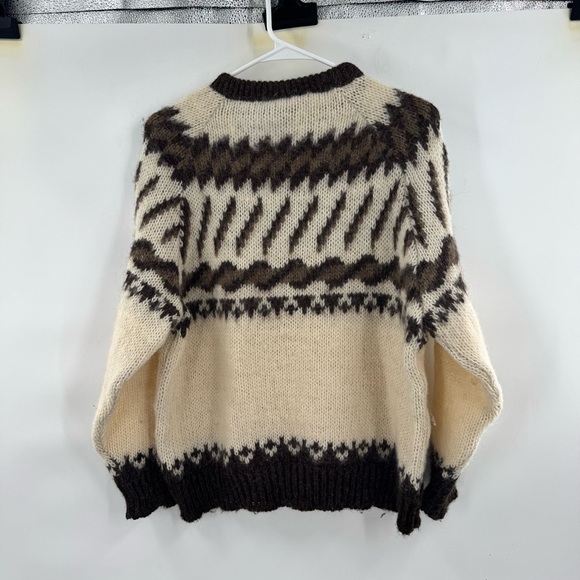 Eskimo knitwear Cream and Brown Patterned Sweater size M - Picture 4 of 7